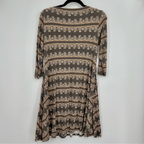 Anthropologie Bel Kazan Mini Dress 3/4 Sleeve Shift Tunic Pocket Tribal Floral S - Picture 5 of 8